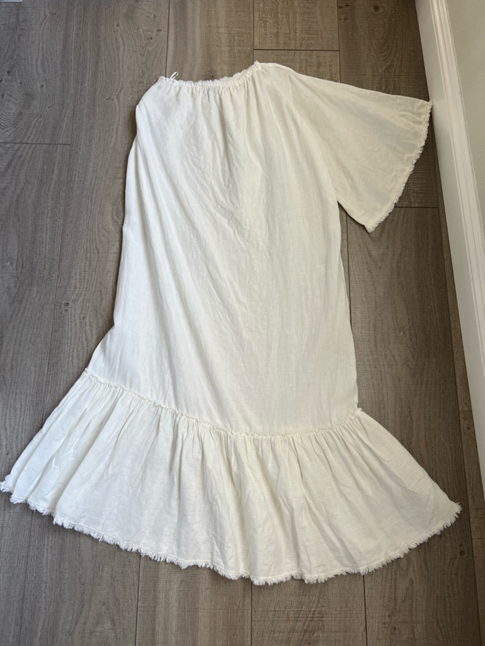Zara ZW Collection Linen Asymmetric Dress in Oyster White Size XS - Picture 3 of 8